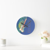 Horloge Ronde Ajouter le nom Cool Modern Turquoise & Blue Electr (Maison)