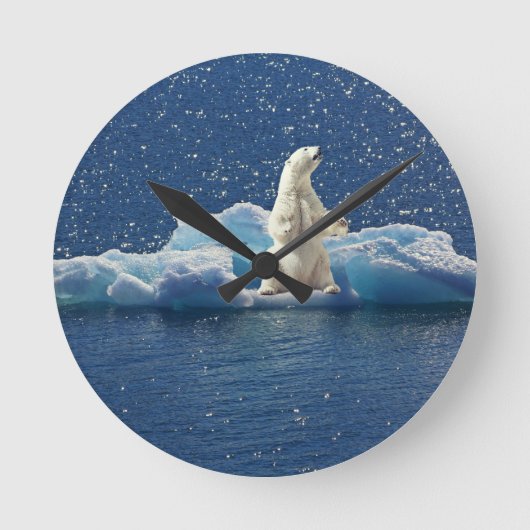 Horloge Ronde Ajouter SLOGAN pour sauver les ours polaires Planè (Recto)