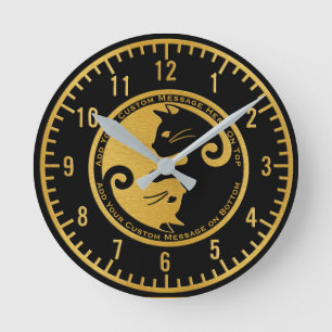 Horloge Ronde Ajouter un message Yin Yang Cats
