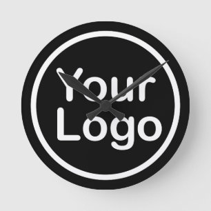 Horloge Ronde Ajoutez votre propre logo   Fond noir