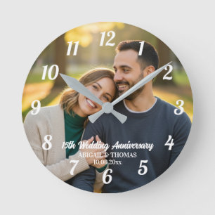 Horloge Ronde Ajoutez votre propre photo de couple 15e anniversa