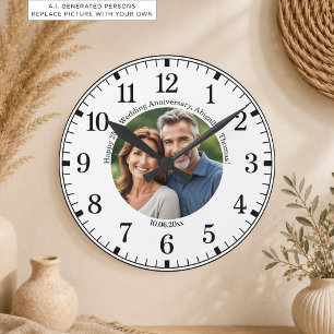 Horloge Ronde Ajoutez votre propre photo de couple 25e anniversa