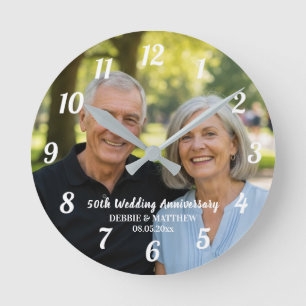 Horloge Ronde Ajoutez votre propre photo de couple 50e anniversa