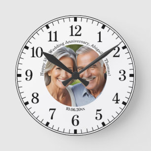 Horloge Ronde Ajoutez votre propre photo de couple 55e anniversa