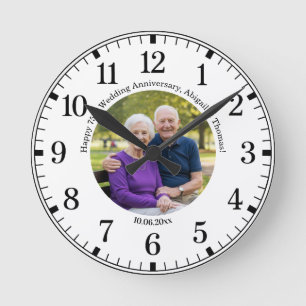 Horloge Ronde Ajoutez votre propre photo de couple 75e anniversa