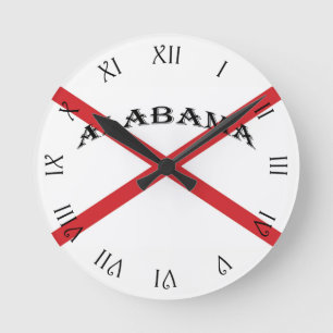 Horloge Ronde Alabama et drapeau noir Script romain Numéros wcc