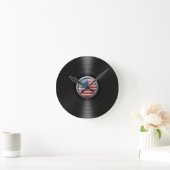 Horloge Ronde Album d'enregistrement de vinyle de drapeau améric (Maison)