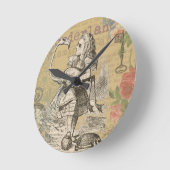 Horloge Ronde Alice au pays des merveilles Flamant rose classiqu (Angle)