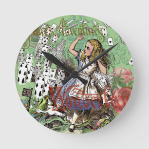 Horloge Ronde alice cartes pays des merveilles