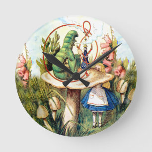Horloge Ronde Alice et Caterpillar au pays des merveilles