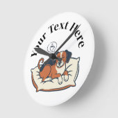 Horloge Ronde Alimenté par le café et les rêves de chien (Angle)