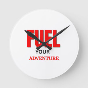 Horloge Ronde Alimentez Votre Aventure – Typographie de Moto Ext