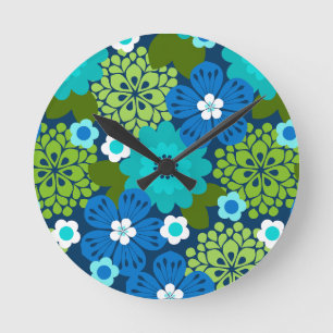 Horloge Ronde Allana Garden Floral Graphique Hawaiien - Navy