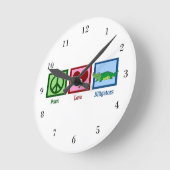 Horloge Ronde Alligators Peace Love (Angle)