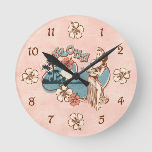 Horloge Ronde Aloha fille de danse polynésienne