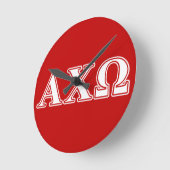 Horloge Ronde Alphi Chi Omega White and Red Letters (Angle)