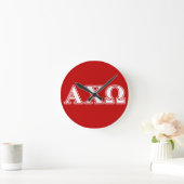 Horloge Ronde Alphi Chi Omega White and Red Letters (Maison)