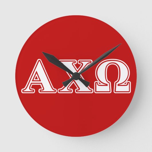 Horloge Ronde Alphi Chi Omega White and Red Letters (Recto)