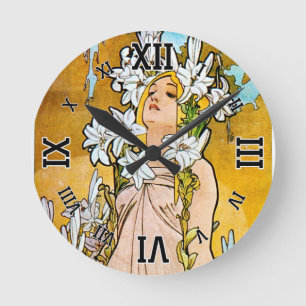 Horloge Ronde Alphonse Mucha