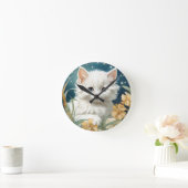 Horloge Ronde Alphonse Mucha Art Nouveau Kitten (Maison)