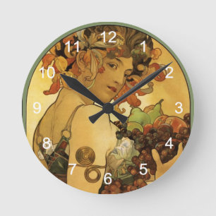 Horloge Ronde Alphonse Mucha Peinture