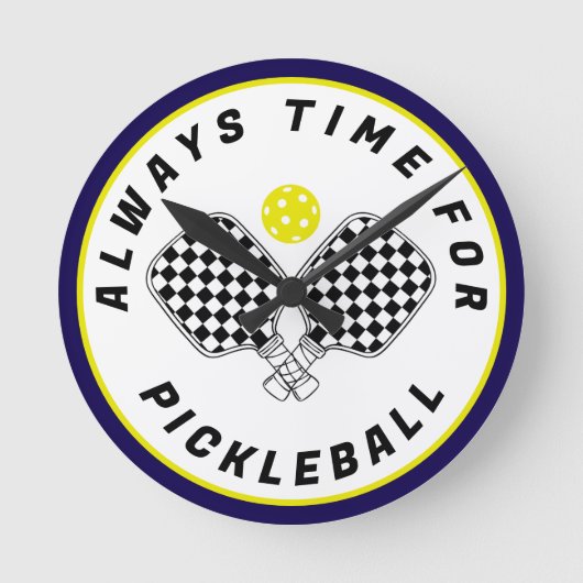 Horloge Ronde Always Time for Pickleball Paddles Black Olive (Recto)