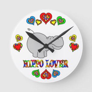 Horloge Ronde Amant d'hippopotame