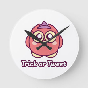 Horloge Ronde Amateur d'oiseaux Halloween Chouette Sorcière Mign