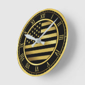 Horloge Ronde America Flag Gold (Angle)