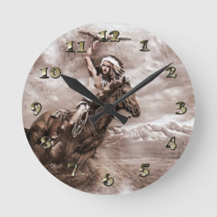 Horloge Ronde American Indian Riding Horse