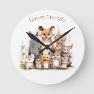 Horloge Ronde Amis de la forêt   Animaux mignons   Pépinière et 