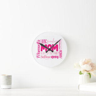 Horloge Ronde Amour de maman sans peur Coeur de la famille