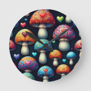Horloge Ronde Amour des champignons