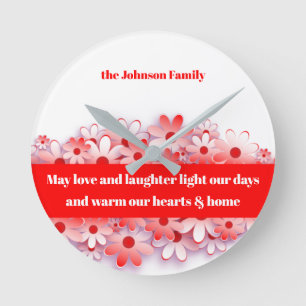 Horloge Ronde Amour et rire Warms Hearts & Home Flower