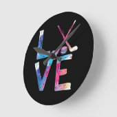 Horloge Ronde Amour Hockey sur glace filles Dons de hockey femme (Angle)