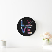 Horloge Ronde Amour Hockey sur glace filles Dons de hockey femme (Maison)