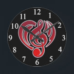 Horloge Ronde Amour Musical Vibrations Rouge Musique Note DJ<br><div class="desc">Personnalisez avec n'importe quel texte.</div>