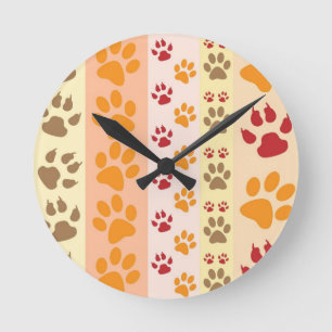 Horloge Ronde Amoureux de les chiens Empreintes de pattes