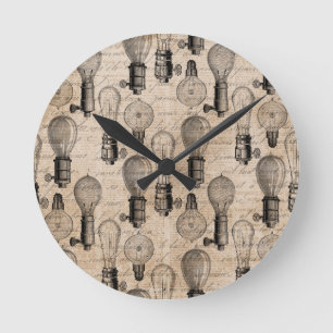Horloge Ronde Ampoules Vintage Écriture Manuscrite Amoureux Rétr
