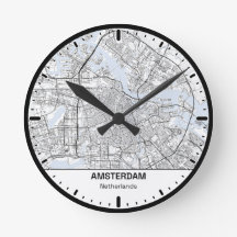 Amsterdam Clock City Line Art