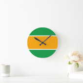 Horloge Ronde Amusant Bright Large Golden Jaune Blancs Vert (Maison)