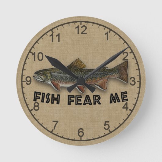 Horloge Ronde Amusant pêcheur poisson me peur (Recto)