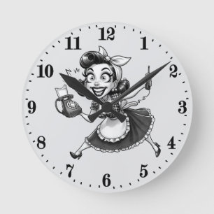 Horloge Ronde Amusante femme au foyer vintage