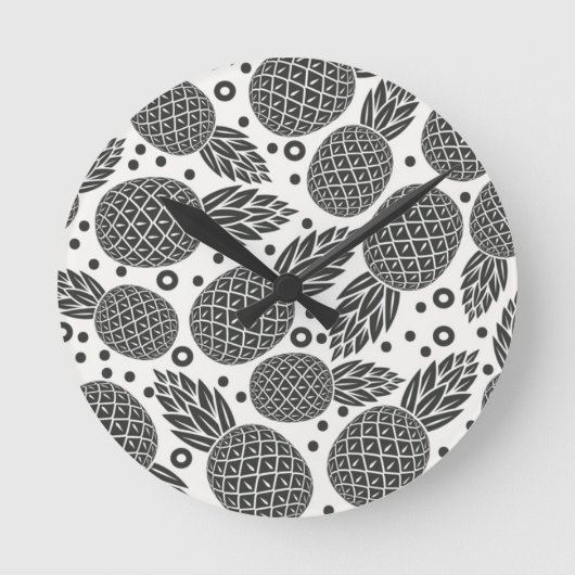 Horloge Ronde Ananas monochromes (Recto)