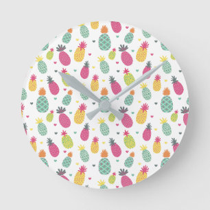 Horloge Ronde Ananas tropical lumineux amusant