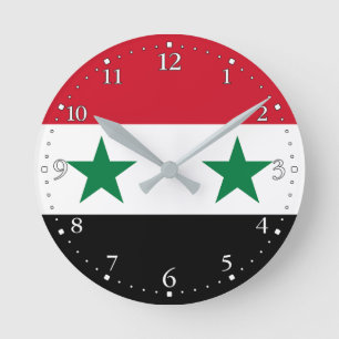Horloge Ronde Ancien drapeau de Syrie