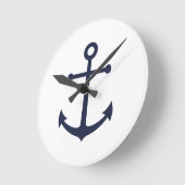 Horloge Ronde Ancre bleue marine (Angle)