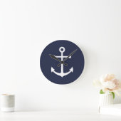 Horloge Ronde Ancre bleue marine (Maison)