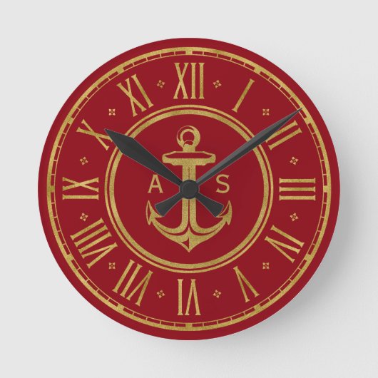 Horloge Ronde Ancre classique d'or | Rouge nautique (Recto)