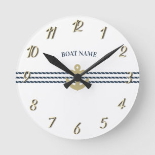 Horloge Ronde Ancre de bateau nautique, corde